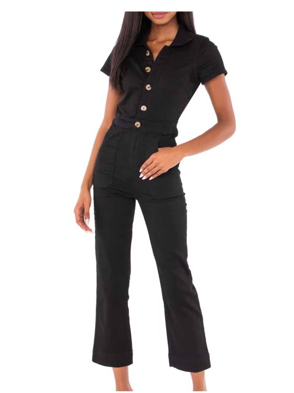Show Me Your Mumu Women's Everhart Denim Jumpsuit in Black Size Small - Picture 3 of 11
